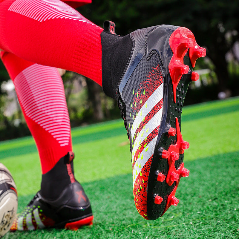 All Ground. Round Plastic Studs. High Sock Boot. Professional Anti-Skid Boots - Breathable & Lightweight. Boys/Girls