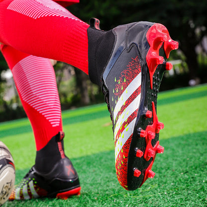 All Ground. Round Plastic Studs. High Sock Boot. Professional Anti-Skid Boots - Breathable & Lightweight. Boys/Girls